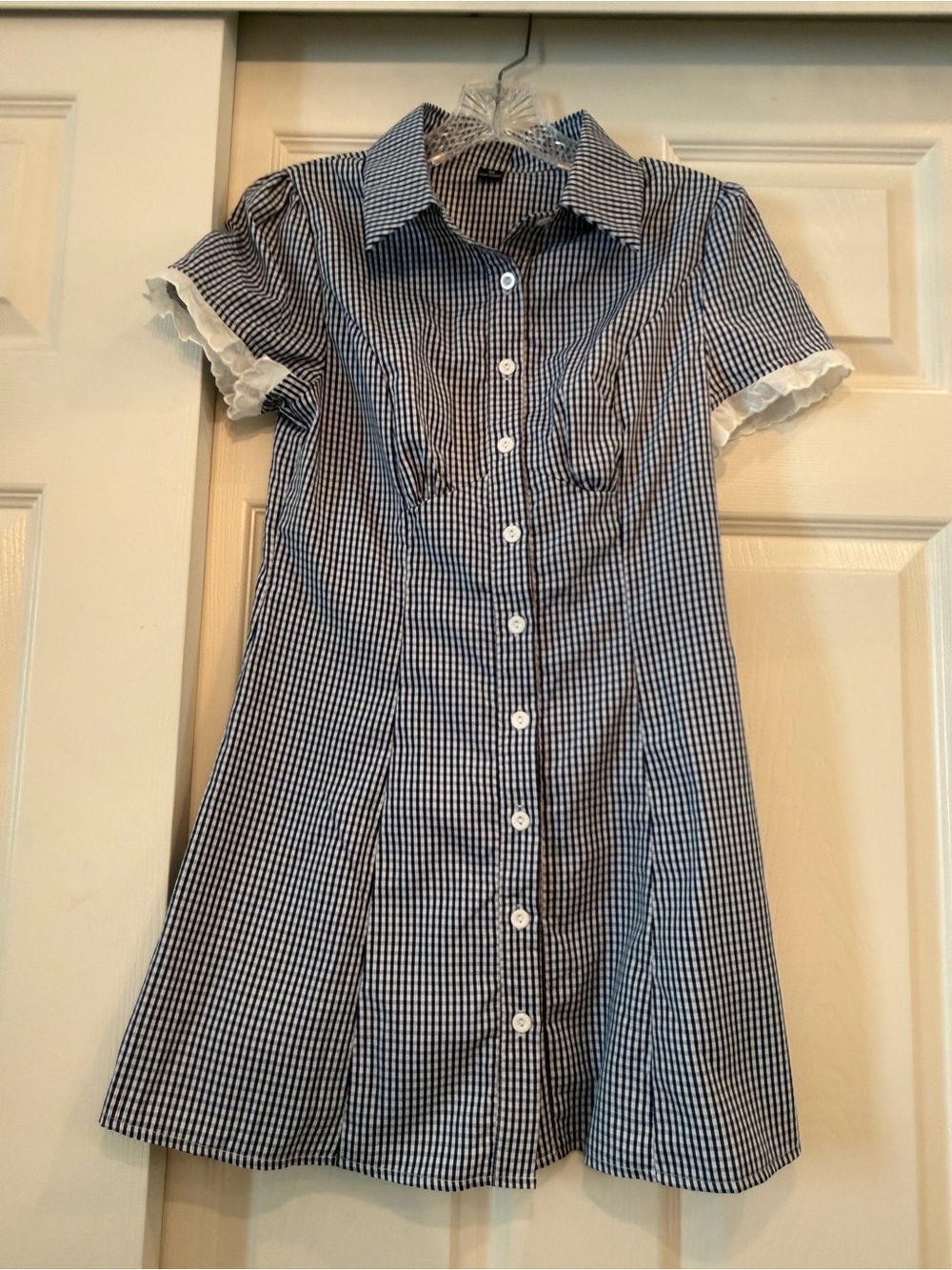 NWOT Classic Blue Gingham Button-Front teenager Dress